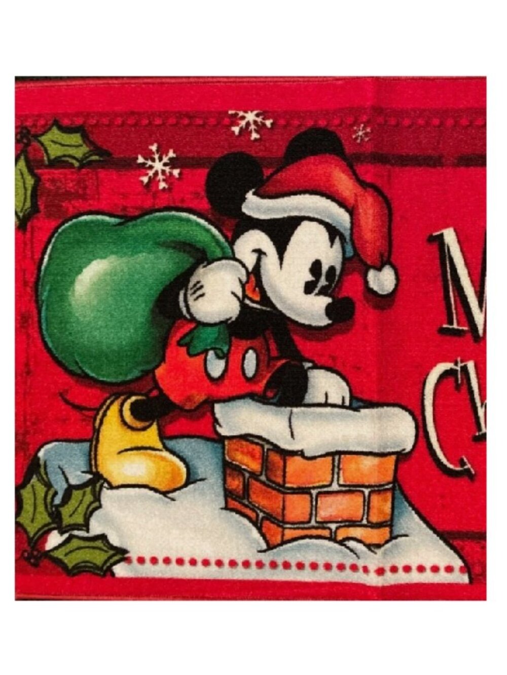 Disney Mickey Mouse Santa Chimney Door Mat Accent Rug Merry Christmas